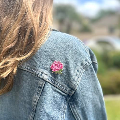 Enamel Flower Wedding Pin - Floral Brooch for Men & Women - Lapel Pin Favors - style: Peony