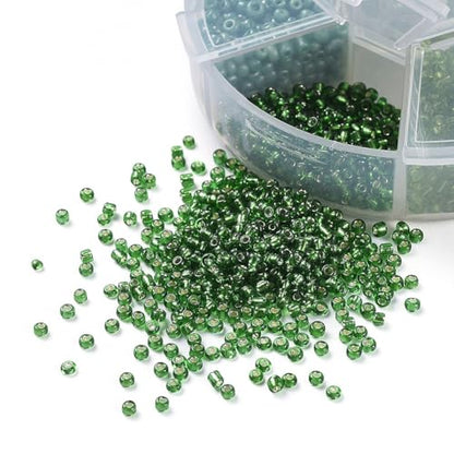 1Box 12/0 Glass Seed Beads 2mm Small Beads Round Loose Spacer Bead for DIY Friendship Bracelet Necklace Earring Summer Jewelry Making Phone Starp Craft Supplies Hole: 1mm About 3960pcs/box Green - color: Green-2mm