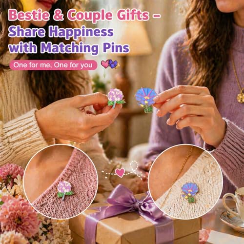 Giegxin 40 Pcs Flower Enamel Pins for Backpacks Floral Lapel Pins Bulk Cute Wildflower Rose Spring Sunflower Tulip Lily Hydrangeas Brooch for Women Mothers Teachers Nurse Gifts - style: Floral
