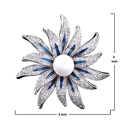 Brooch Pins for Women Girls Fashion Flower Crystal Rhinestone Pearl Jewelry - color: Color 6