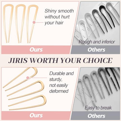 2PCS 4.2Inch French Hair Pins U-Shaped Pins for Women and Girls Fashion Metal Hair Pin French Twist Hair Pins for Buns, Updos,Stylish and Functional(set1-gold)