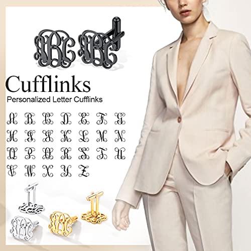 Custom4U Custom Photo Cufflinks for Men Father of the Bride Gifts - color: E-Monogram-Black