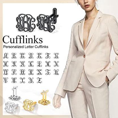 Custom4U Custom Photo Cufflinks for Men Father of the Bride Gifts - color: E-Monogram-Black