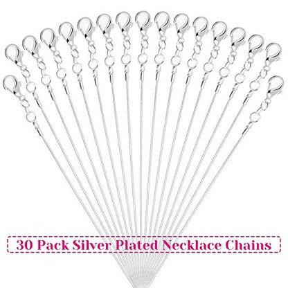 Paxcoo 30 Pack Bulk Necklace Chain Silver Plated Necklace Snake Chains for Jewelry Making, 1.2 mm (24 Inches) - size: 24 Inches