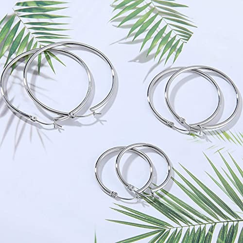 Gacimy Gold Hoop Earrings for Women 14K Real Gold Plated Hoops with 925 Sterling Silver Post - color: Silver, size: 30-40-50mm
