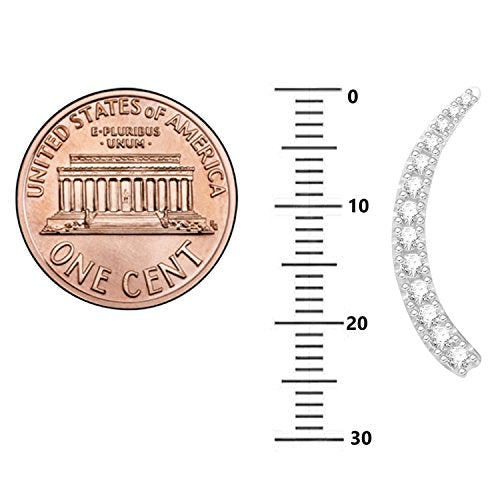 Ritastephens Sterling Silver Cubic Zirconia Ear Climber Crawler Earrings 25mm (Yellow or White) - color: White