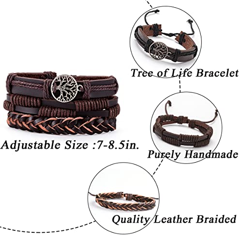 MOZAKA 27Pcs Braided Leather Bracelets for Men Women Ethnic Tribal Bracelets Leather Bracelets Wristband Woven Cuff Wrap Friendship Bracelets Adjustable
