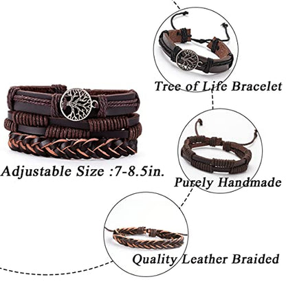 MOZAKA 27Pcs Braided Leather Bracelets for Men Women Ethnic Tribal Bracelets Leather Bracelets Wristband Woven Cuff Wrap Friendship Bracelets Adjustable