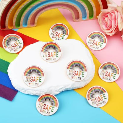 SANNIX 15Pcs You are Safe with ME Pins, Rainbow Enamel Lapel Pins Gay Pride Pin Brooches LGBTQ Supports Doctor Nurse Medical Students Brooch Pins Badge for Hat Backpack Decoration Accessories - style: Rainbow Pin