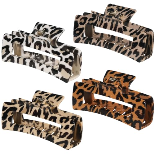 laxizar 4 Pcs Hair Clips 4.1 Inch Claw Clips Leopard Hair Accessories - color: leopard print 4