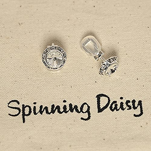 Spinningdaisy Clip On Earrings for Women | Non Pierced Earrings for Wedding - color: Solitare Clear