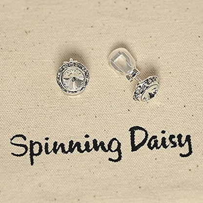 Spinningdaisy Clip On Earrings for Women | Non Pierced Earrings for Wedding - color: Solitare Clear
