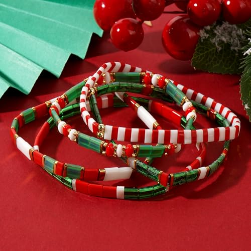 Candy Colorful Tila Flat Beads Bracelets for Women Trendy Unique Friendship Handmade Stackable Christmas Jewelry Gifts - color: christmas