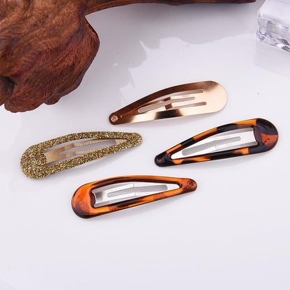 Gold Metal Tortoise Shell Snap Hair Clips Barrettes Pins for Women Girls Blonde Small Sequin Clip Leopard Print Clips Barrettes Hairpins Aesthetic Decorative Bangs Side Clip Set 12 PCS