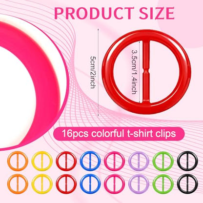 Boao 16 Scarf Ring for Women T Shirt Clips to Tighten Scarf Ring and Slides Clothes Corner Knotted Button for Sweater Dress(Rainbow Style) - style: Rainbow Style