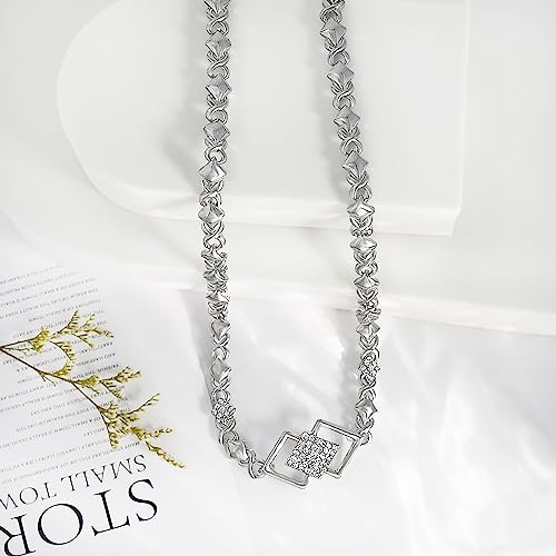 SYHOL Gold Jewelry Sets for Women 18K Gold/Silver Filled Jewelry Necklace Set Wedding Bridal Fashion Jewelry Sets Women Accessories Bracelets Earrings and Rings Sweetheart Gifts - color: X0030-Silver