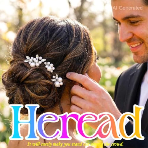 Heread Pearl Bride Wedding Hair Pins Crystal Bridal Headpiece Hair Accessories for Women and Girls (Pack of 3) - color: Silver