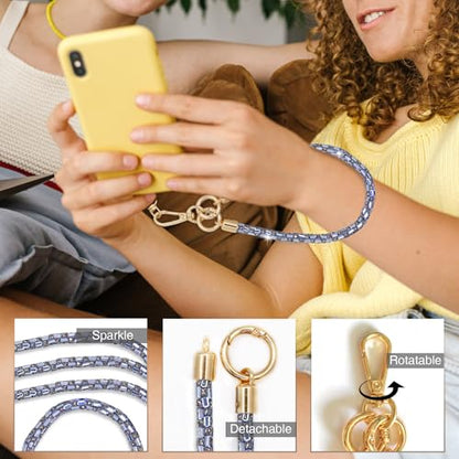 Crystal Phone Strap Crossbody Rhinestone Cell Phone Neck, Grey - color: Grey