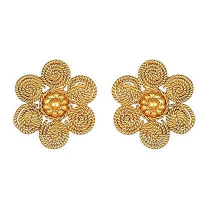 Aheli Bollywood Traditional Gold Tone Short Necklace Earrings Jewelry Set Gift for Women Wedding Party Ethnic Fashion Wear - color: Gold 5