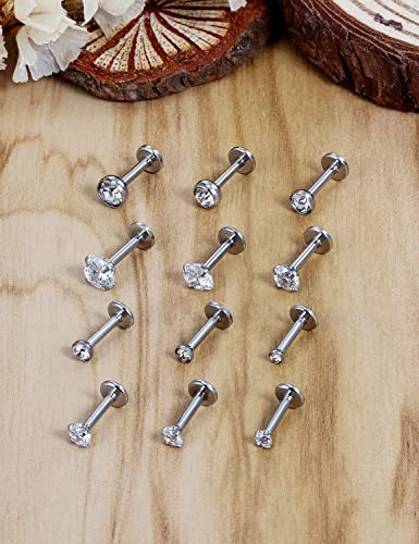 16G Lip Rings Stainless Steel Tragus Helix Conch Piercing Jewelry Snake Bite Piercing Monroe Lip Rings Labret Medusa Cartilage Lobe Earrings Piercing Jewelry CZ 2MM 2.5MM 3MM 3.5MM 4MM 4.5MM - color: 6MM-Silver,2mm/2.5mm/3mm/3.5mm/4mm/4.5mm