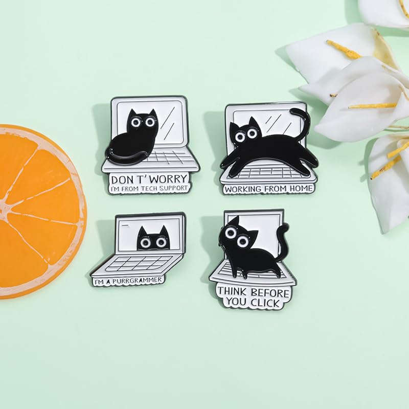Cartoon Animal Enamel Brooch Set Cute Butterfly Duck Cat Lapel Pins for Backpacks Jacket Decoration Gifts for Friends - style: Cats 2