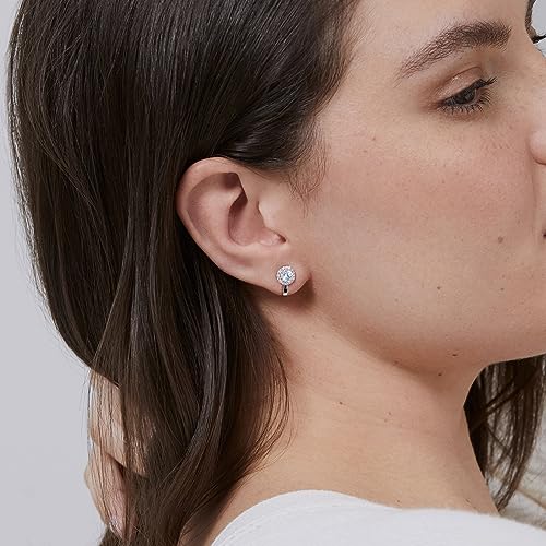 Clip on Earrings Women, 14K Gold Hoop Clip-On Earrings for Women, Hypoallergenic Non Pierced Croissant Earrings - color: Gold Cubic Zirconia