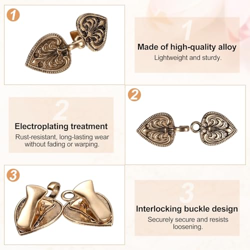 PATIKIL 3Pcs Vintage Cloak Clasps, Sweater Clips Women Collar Clip for Women Clothing Sweater Shawl Scarf Cardigan accessories Retro Cinch Brooch, Gold/Silver/Copper Tone(2.4x0.8Inch)