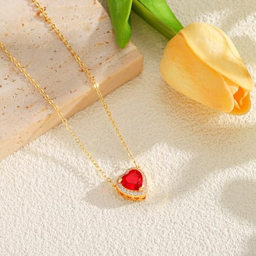 Starain Heart Necklaces for Women Dainty Cubic Zirconia Love Heart Pendant Necklace 18K Gold Plated Chain Trendy Stuff Jewelry - color: J Gold Heart Necklace