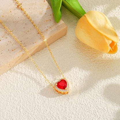 Starain Heart Necklaces for Women Dainty Cubic Zirconia Love Heart Pendant Necklace 18K Gold Plated Chain Trendy Stuff Jewelry - color: J Gold Heart Necklace