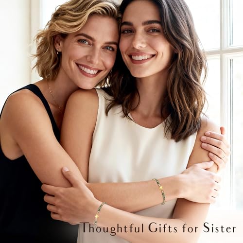 Inspirational Bracelets Gifts for Women: Healing Natural Stone Beads Bracelets - Birthday Mothers Day Gifts Thinking of you Get Well Soon Gift for Women Friends Sister Mom - color: HEART-SISTER