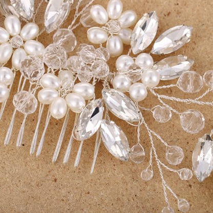 Bride Wedding Hair Comb, Pearl Flower Hair Piece Accessories | Wedding Party Decorative, Hair Ornament for Women, Valentine's Day gift, birthday gift, will not fade, daily matching