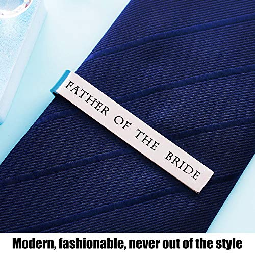 Father of the Bride and Groom Gifts - Wedding Tie Clips for Groomsmen From the Bride - Stainless Steel Tie Bars - color: Father of The Bride-Thank Raising Woman