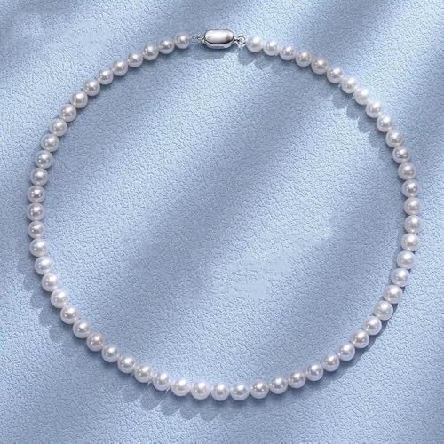 White Genuine Freshwater Cultured Pearl Necklace For Women And Men | Full Sizes from 3mm to 14mm Freshwater Pearls, AAA Grade & Above, A Love Gift Choice For Anniversaries And Birthdays - size: 7-8mm 16in AAAA