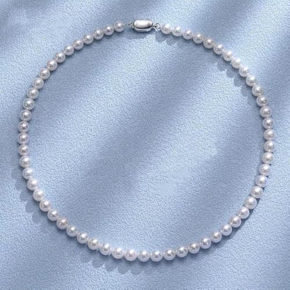 White Genuine Freshwater Cultured Pearl Necklace For Women And Men | Full Sizes from 3mm to 14mm Freshwater Pearls, AAA Grade & Above, A Love Gift Choice For Anniversaries And Birthdays - size: 7-8mm 16in AAAA