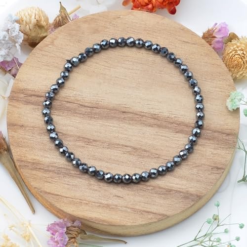 MASSIVE BEADS Natural Genuine Gemstone Beads Healing Crystal Chakra Reiki Jewelry Faceted Round Beads Bracelets 3mm - color: Hematite