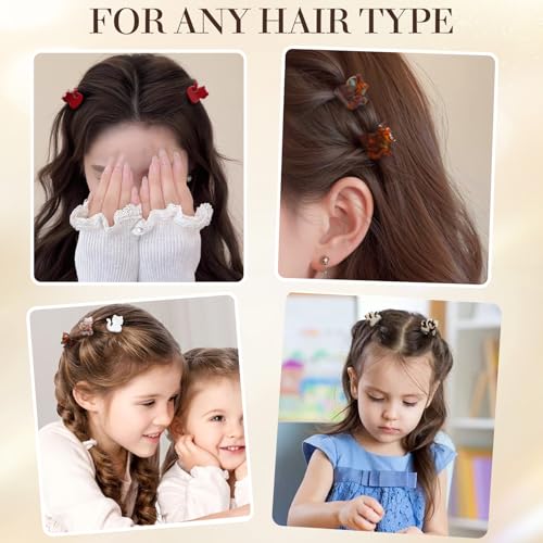 Mistofu 12PCS Mini Cat Hair Claw Clips, Acrylic Hair Clips for Women | Trendy Small Non-Slip, Aesthetic Acetate Clips for Girls & Women ,Cute Kawaii Classic Hair Claw - color: small cat 2