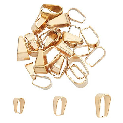 UNICRAFTALE About 30pcs 3 Sizes Pendant Snap on Bails Stainless Steel Snap Bails Pendant Bails Connectors Golden Pendant Clasps for DIY Dangle Charms Neckalce Jewelry 5-7.5mm Wide