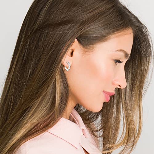JSGEMSLEE Hypoallergenic Cubic Zirconia Hoop Earrings for Women 925 Sterling Silver Huggie Hoops Earrings CZ Earrings Jewelry Gifts - color: 16mm Hoop