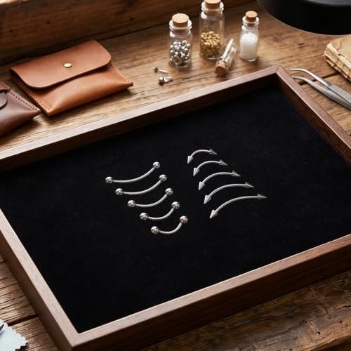 10 Pcs Eyebrow Piercing Jewelry Set – 16 g Surgical Steel Curved Barbell, Silver Vertical Labret Lip Jewelry, Tiny Eyebrow Rings Ear Rook Navel Small Belly-Button Ring for Women Men