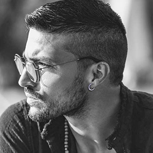 Stainless Steel Hoop Earrings for Men - Hinged Hoop Huggie Piercing Earrings Set For Men Women, Hypoallergenic Lobes Small Round Earrings - color: 3 Color Inner Diameter 0.39" (10MM)