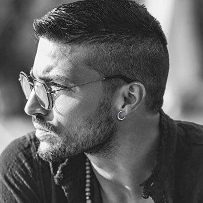 Stainless Steel Hoop Earrings for Men - Hinged Hoop Huggie Piercing Earrings Set For Men Women, Hypoallergenic Lobes Small Round Earrings - color: 3 Color Inner Diameter 0.39" (10MM)