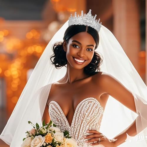 Tiaras and Crowns for Women Crystal Princess Tiaras Rhinestone Queen Crowns For Wedding Bridal Birthday Prom Pageant Party (Tiara 100) - color: Silver