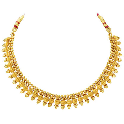 Aheli Bollywood Traditional Gold Tone Short Necklace Earrings Jewelry Set Gift for Women Wedding Party Ethnic Fashion Wear - color: Gold 4