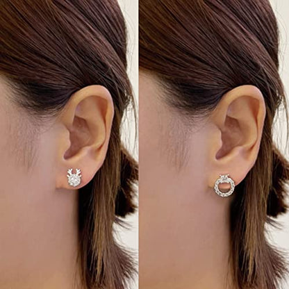 Earrings Holy Stud Earrings for Girls/Women, Sliver Gold Wedding Earrings for Bridesmaids - color: Deer&Wreath|Silver