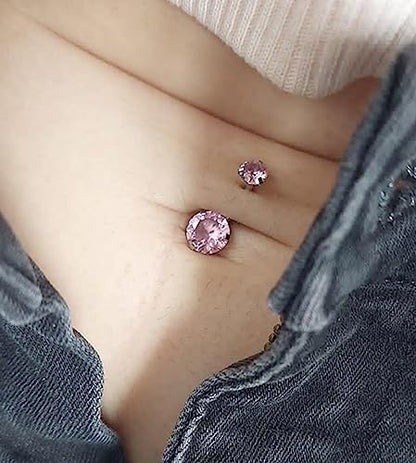 QWALIT Belly Button Rings 14G Surgical Steel Belly Rings CZ Opal Navel Piercing Jewelry for Women Girls 3/8" 10mm Silver Rose Gold - color: A12-pink silver 3pcs