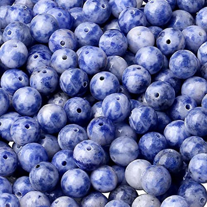 LAIDANLA Blue Spot Jasper 8mm Natural Stone Beads Round Loose Gemstone for DIY Bracelet Necklace Earrings Jewelry Making Polishing Genuine Real Stone Beading 96PCS 2 Strand 32" - color: I-Blue Spot Jasper, size: 8mm