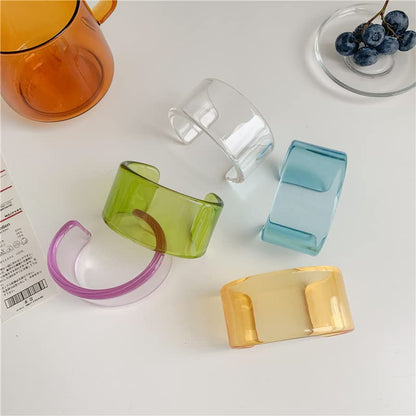 Colorful Acrylic Resin Geometric Simple Open Bracelet Candy Color Chunky Transparent Wide Cuff Bangle for Women Retro Irregular Resin Wristbands Bracelet Statement Jewelry Gift - style: style 4