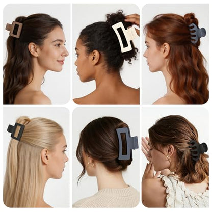 Small Medium Claw Clips for Women, 3 Styles Hair Clips for Thick and Thin Hair, Non-slip Strong Hold, 12 Pcs (White, Blue, Brown, Black) - color: White, Blue, Khaki, Black