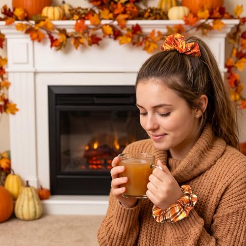 80 Pcs Fall Satin Hair Scrunchies for Women Girls Autumn Thanksgiving Pumpkin Maple Leaves Hair Ties Turkey Elastic Bands Bulk for Autumn Harvest Party Favors Gift Accessories - style: Fall