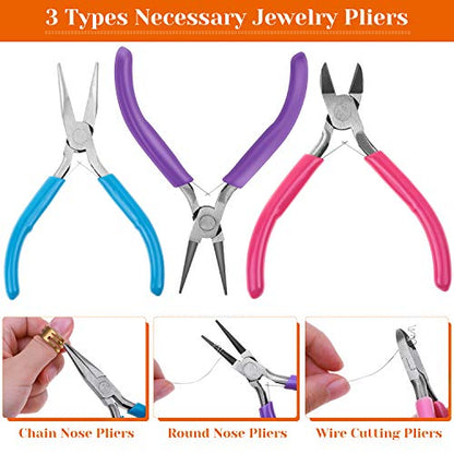 PAXCOO Jewelry Making Supplies Kit, Jewelry Making Kit with Jewelry Making Tools, Jewelry Wires and Jewelry Findings for Jewelry Making, Repair and Beading